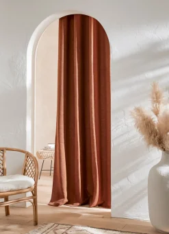 New Bouchara RIDEAU UNI TEXTURÉ ROUGE TERRE