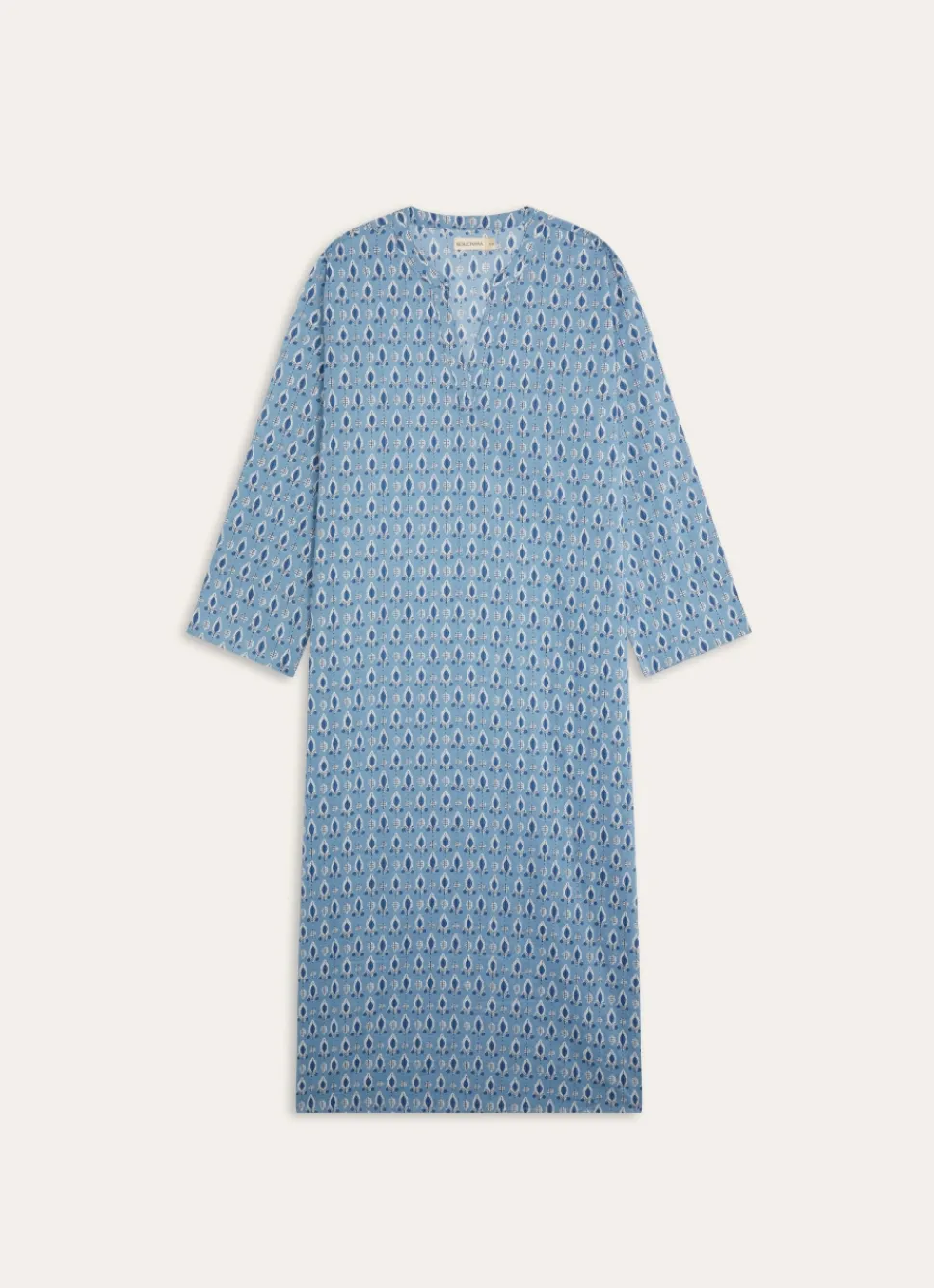 Sale Bouchara ROBE LONGUE EN COTON IMPRIMÉ INDIEN BLEU