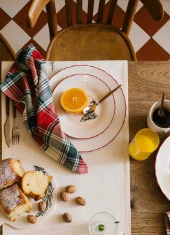 Bouchara SAC DE 3 TORCHONS TARTAN BRILL ROUGE