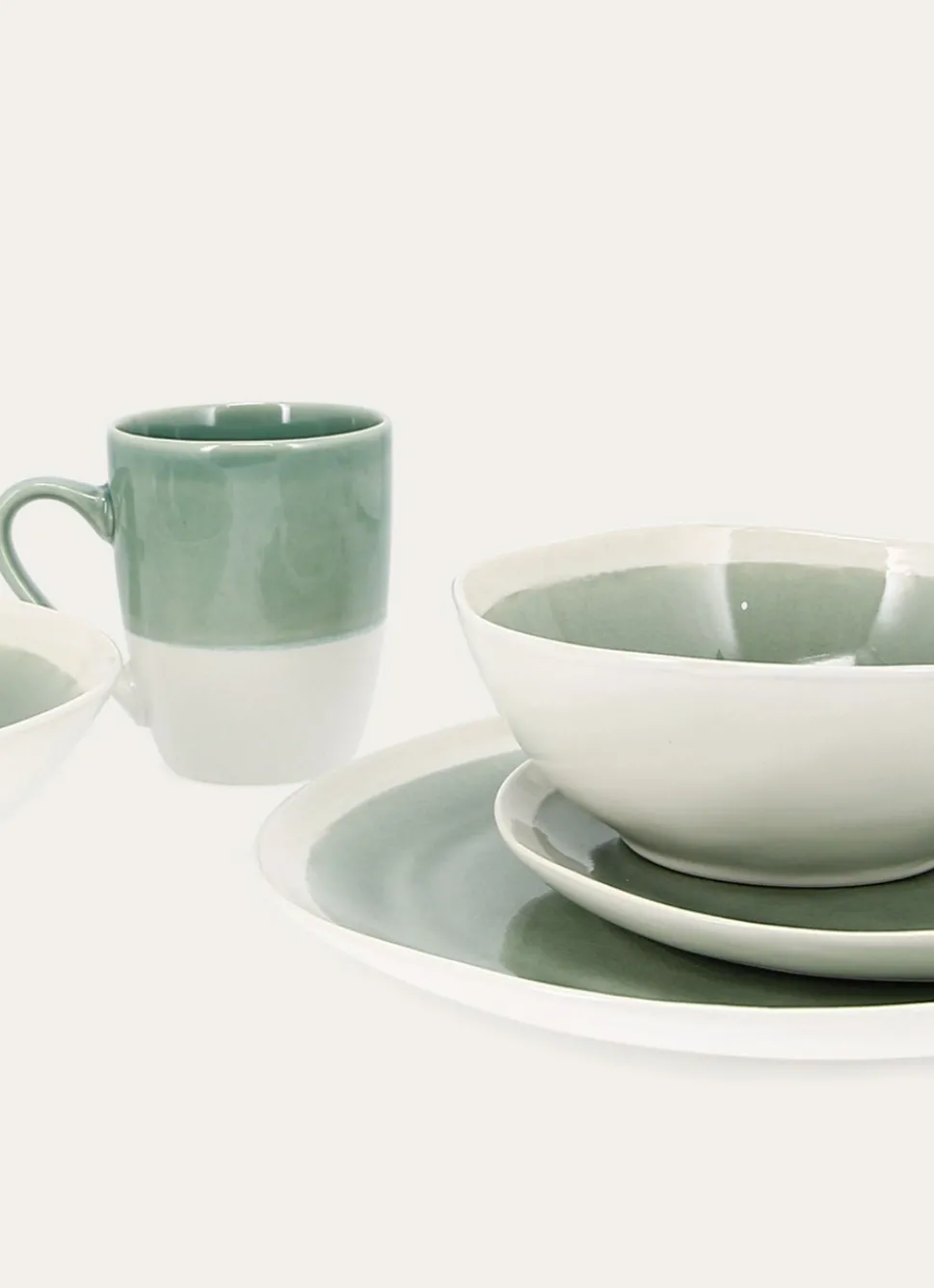 Hot Bouchara SALADIER EN GRÈS RÉACTIF VERT DE GRIS