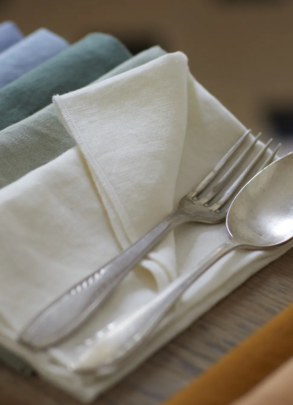 New Bouchara SERVIETTE DE TABLE EN COTON ET LIN BOURDON COLORÉ LAIT