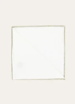 Discount Bouchara SERVIETTE DE TABLE EN COTON ET LIN BOURDON COLORÉ BLANC / OR