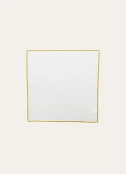 Discount Bouchara SERVIETTE DE TABLE EN COTON ET LIN BOURDON COLORÉ BLANC / OR