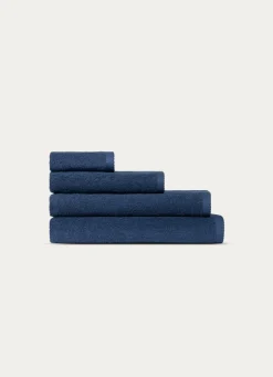 Clearance Bouchara SERVIETTE DE TOILETTE EN COTON UNI BASIL BLEU FONCÉ
