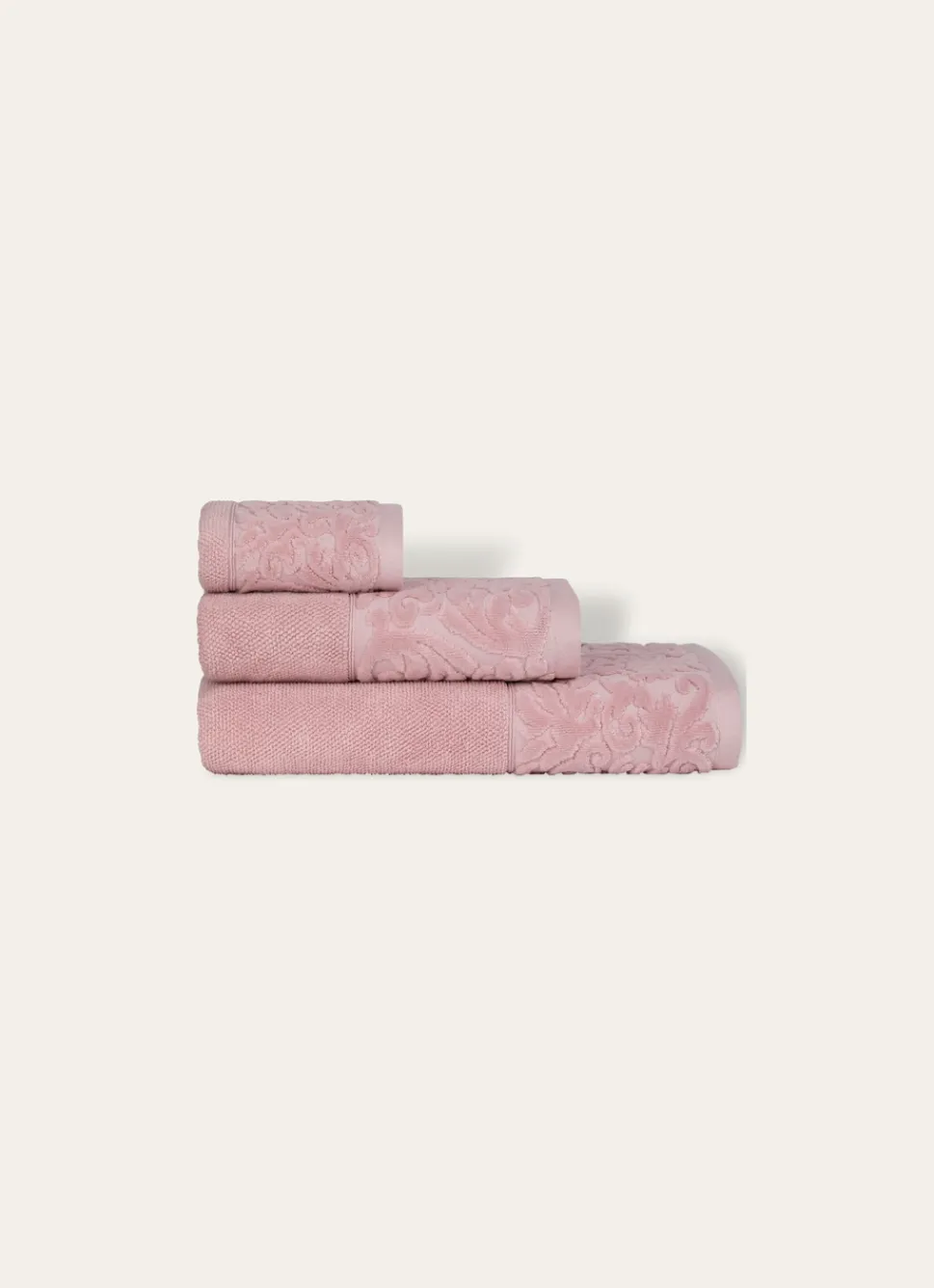 Bouchara SERVIETTE DE TOILETTE LITEAU VELOURS CISELÉ ROSE
