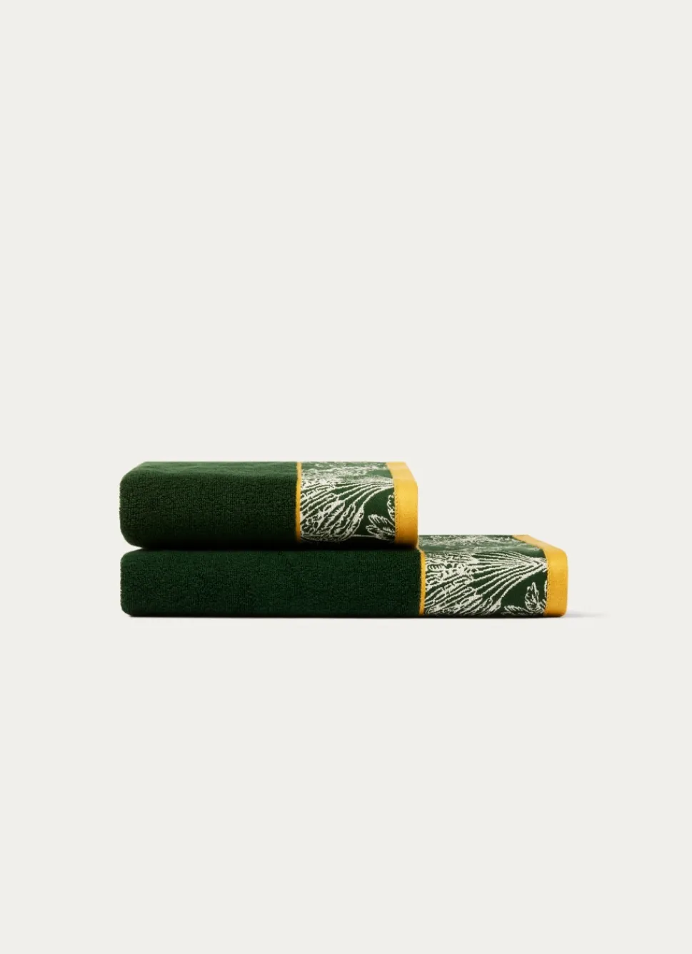 Clearance Bouchara SERVIETTE DE TOILETTE LITEAU JACQUARD VÉGÉTAL vert
