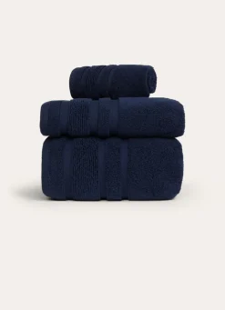 Online Bouchara SERVIETTE DE TOILETTE MOELLEUSE LITEAU RAFFINÉ MARINE