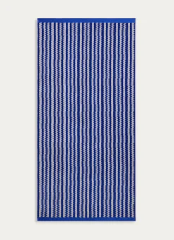 Hot Bouchara SERVIETTE DE TOILETTE RAYÉE EN JACQUARD CRISTEL BLEU/BEIGE