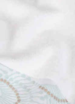 Online Bouchara SERVIETTE DE TOILETTE SABRINA A LITEAU FANTAISIE BLANC