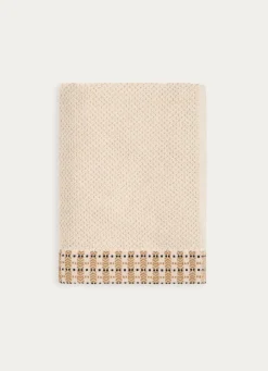 Outlet Bouchara SERVIETTE DE TOILETTE UNIE AVEC LITEAU FANTAISIE BEIGE