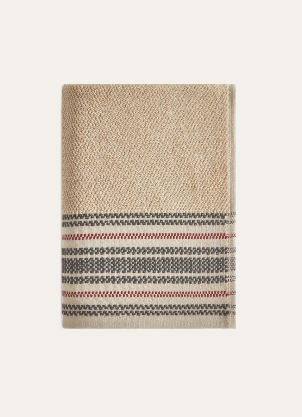 Online Bouchara SERVIETTE DE TOILETTE UNIE AVEC LITEAU RAYÉ BEIGE
