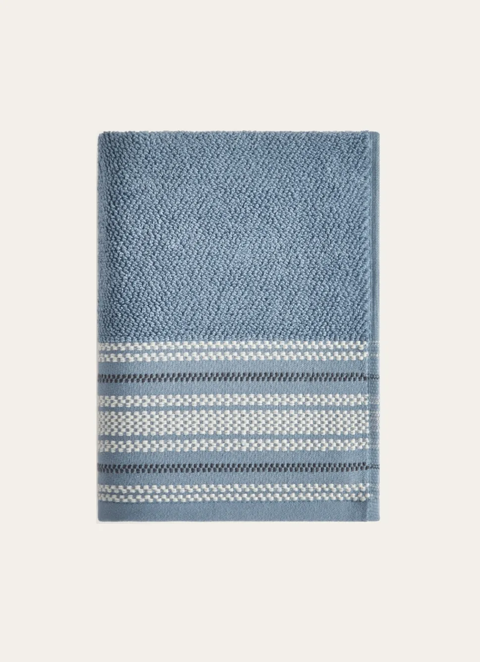 Clearance Bouchara SERVIETTE DE TOILETTE UNIE AVEC LITEAU RAYÉ BLEU
