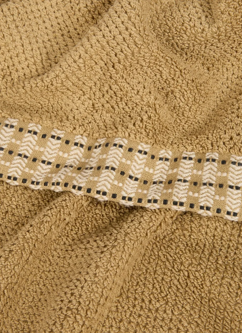 Bouchara SERVIETTE DE TOILETTE UNIE AVEC LITEAU FANTAISIE VERT OLIVE