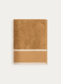 Sale Bouchara SERVIETTE DE TOILETTE UNIE À LARGE BORDURE ARTHUR CARAMEL