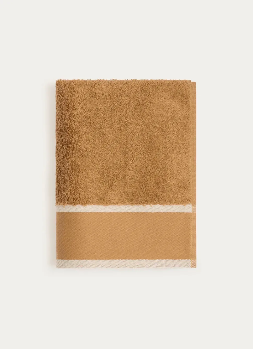 Sale Bouchara SERVIETTE DE TOILETTE UNIE À LARGE BORDURE ARTHUR CARAMEL