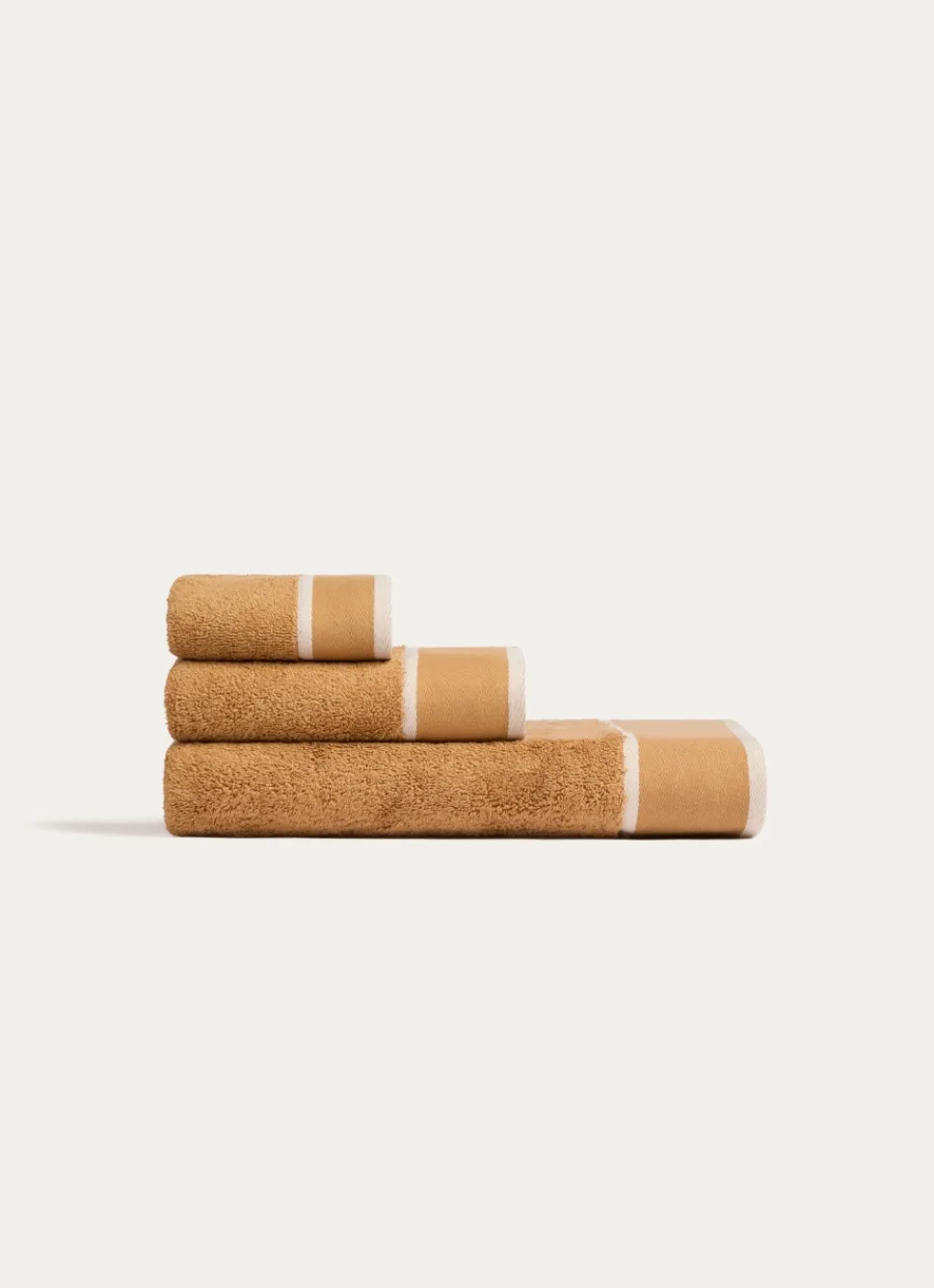 Sale Bouchara SERVIETTE DE TOILETTE UNIE À LARGE BORDURE ARTHUR CARAMEL