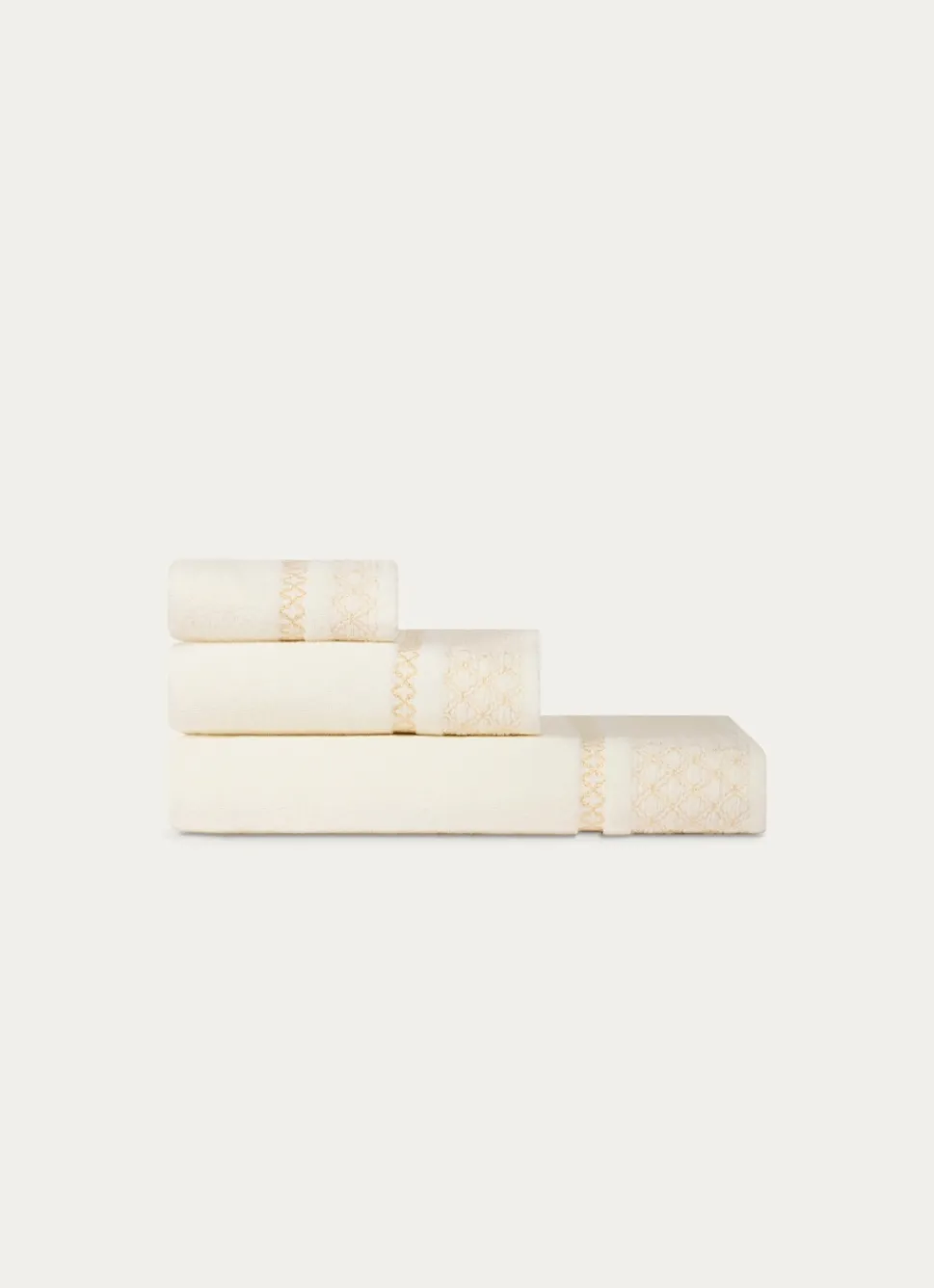 Clearance Bouchara SERVIETTE INVITÉ BORDURE JACQUARD SHEHERAZADE BLANC CASSÉ