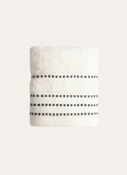 Bouchara SERVIETTE INVITÉ EN COTON DÉTAILS POINTS BLANC