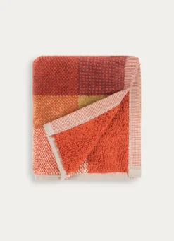 Bouchara SERVIETTE INVITÉ EN VELOURS À CARREAUX ROUGE FONCÉ