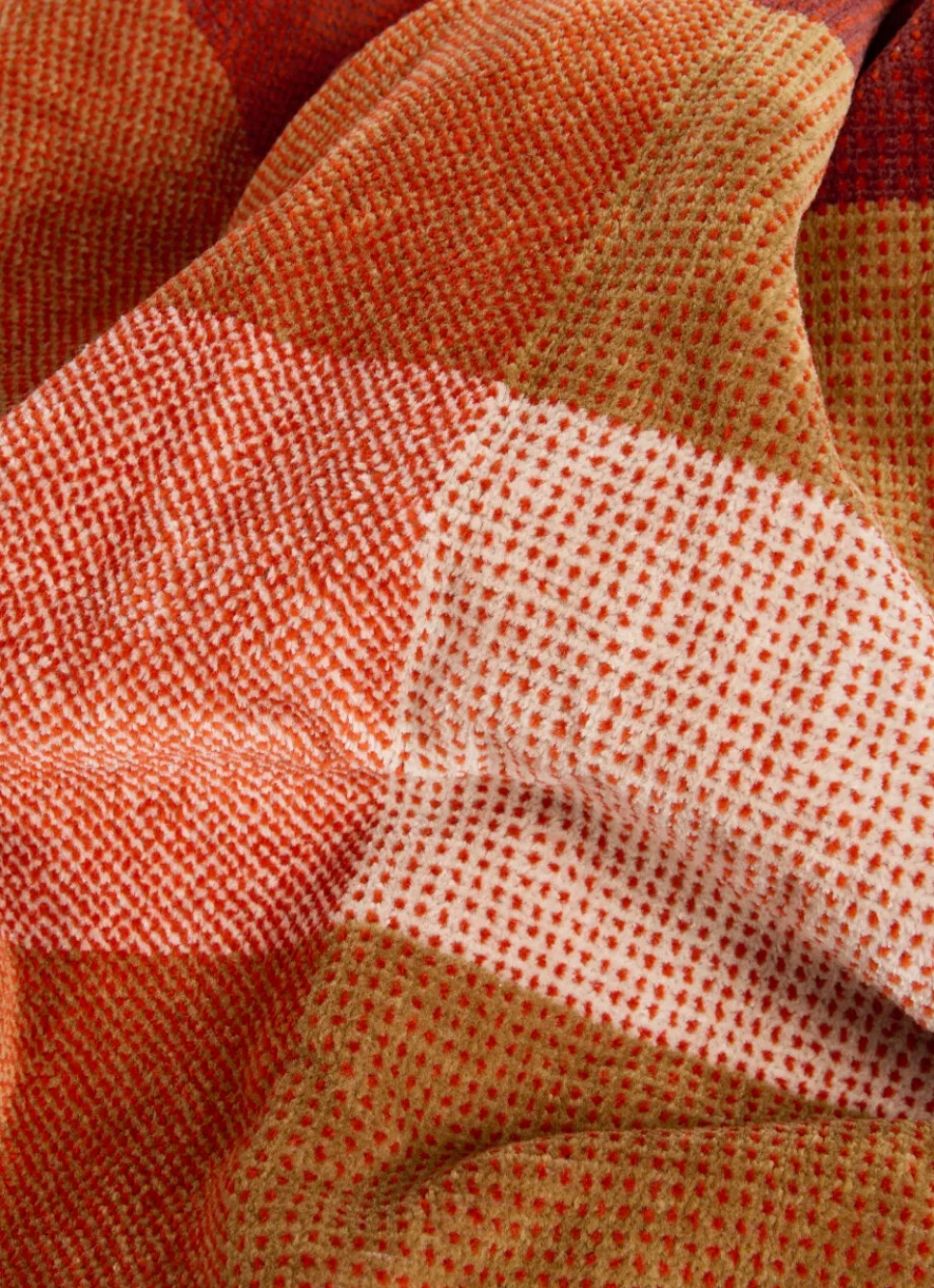 Bouchara SERVIETTE INVITÉ EN VELOURS À CARREAUX ROUGE FONCÉ