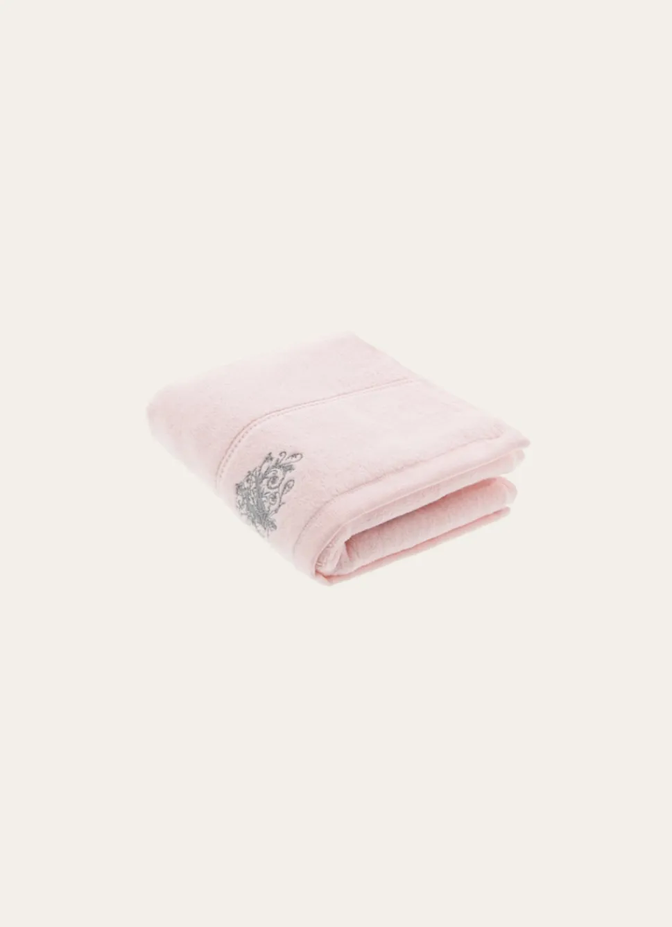 Bouchara SERVIETTE INVITÉ EN VELOURS BRODÉE 500GR ROSE PÂLE