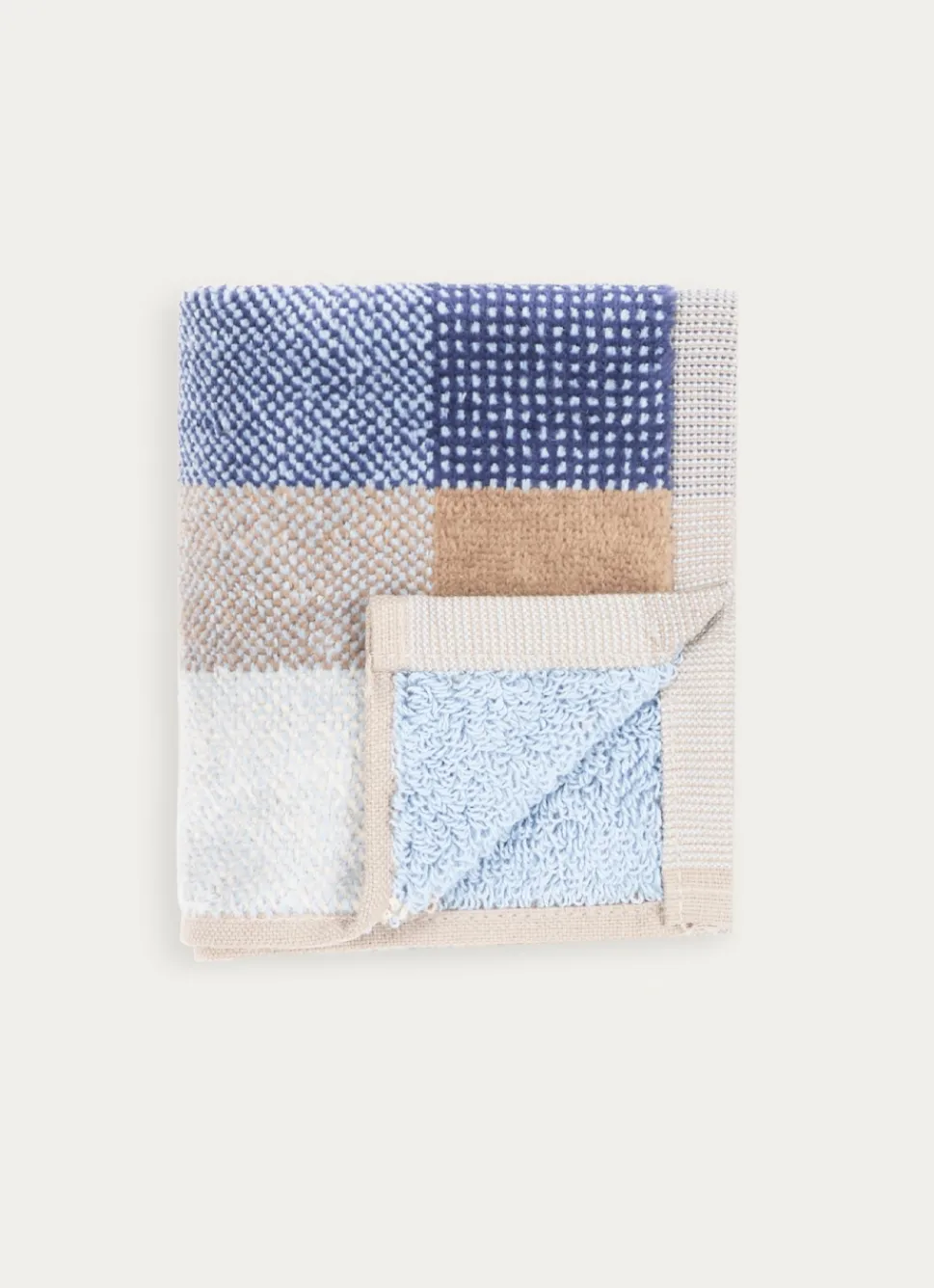 Bouchara SERVIETTE INVITÉ EN VELOURS À CARREAUX BLEU FONCÉ