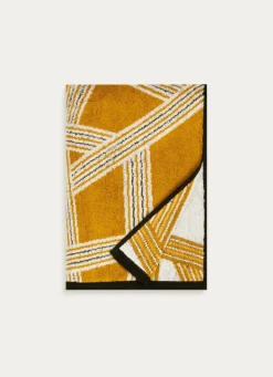Hot Bouchara SERVIETTE INVITÉ JACQUARD MOTIFS GÉOMÉTRIQUES JAUNE OCRE