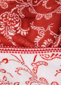 Clearance Bouchara SERVIETTE INVITÉ JACQUARD MOTIF FLORAL ORIANE BLANC / CORAIL