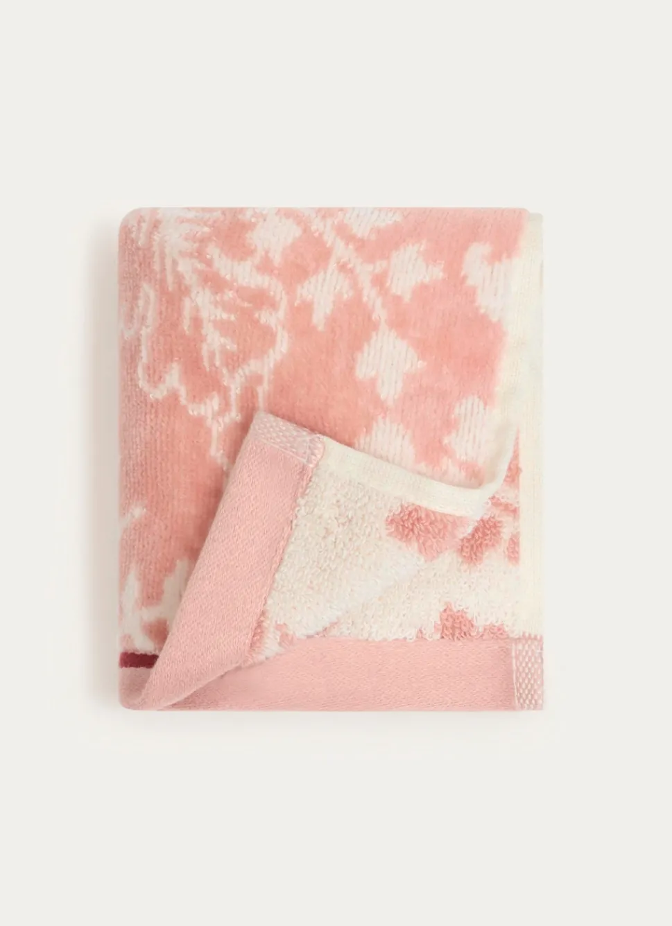 Sale Bouchara SERVIETTE INVITÉ JADE À GRANDS MOTIFS FLORAUX ROSE CLAIR