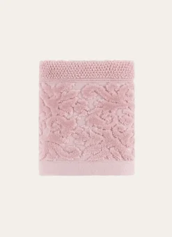Clearance Bouchara SERVIETTE INVITÉ LITEAU VELOURS CISELÉ ROSE