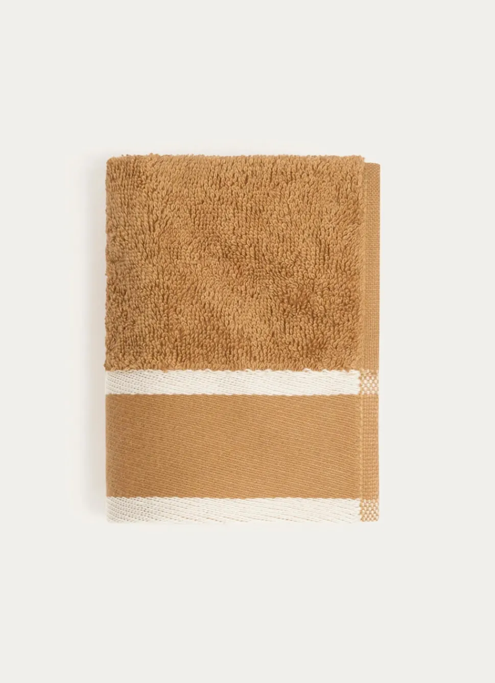 Sale Bouchara SERVIETTE INVITÉ UNIE À LARGE BORDURE ARTHUR CARAMEL