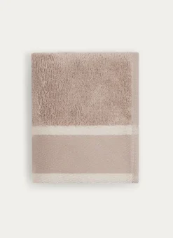 Online Bouchara SERVIETTE INVITÉ UNIE À LARGE BORDURE ARTHUR BEIGE FONCÉ