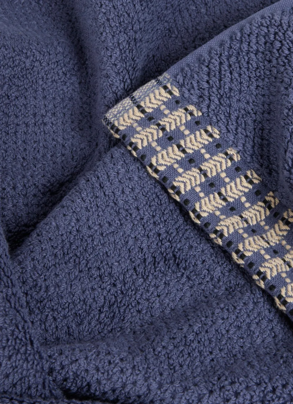 New Bouchara SERVIETTE INVITÉ UNIE AVEC LITEAU FANTAISIE BLEU FONCÉ