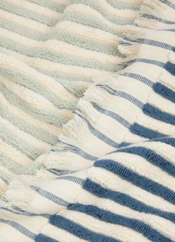 Sale Bouchara SERVIETTE INVITE À RAYURES DOUBLE FACE BLEU