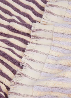 Discount Bouchara SERVIETTE INVITE À RAYURES DOUBLE FACE LILAS