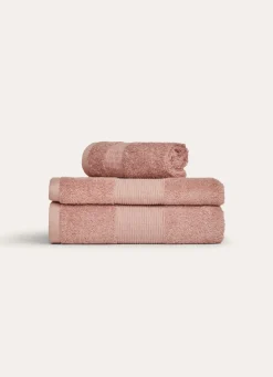 Discount Bouchara SERVIETTE TOILETTE COTON BIO JACQUARD GAUFRÉ 450 ROSE