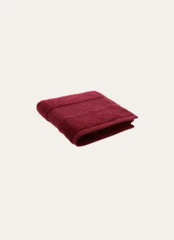 Outlet Bouchara SERVIETTE TOILETTE COTON BIO JACQUARD GAUFRÉ 450 Rouge