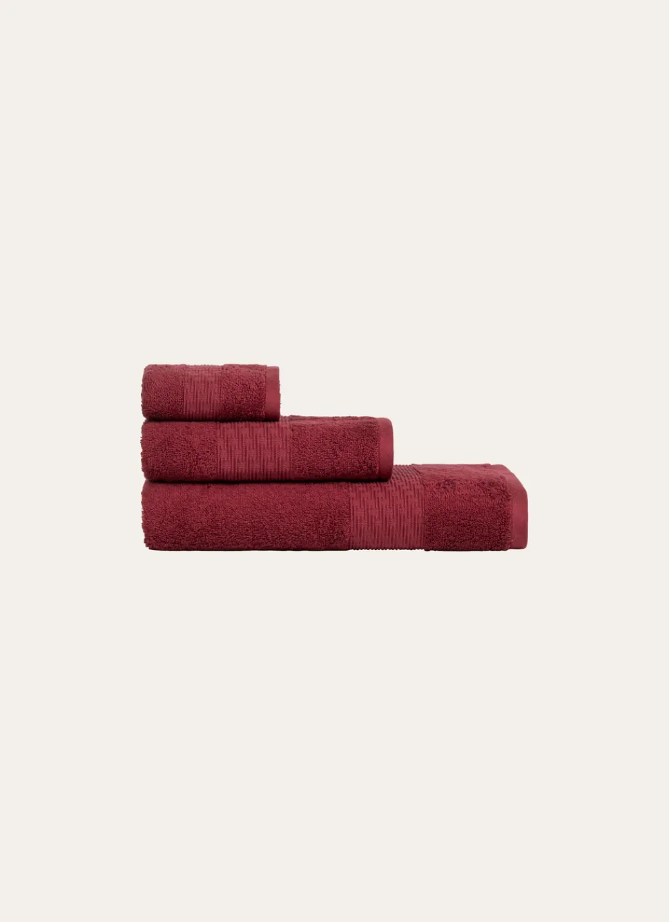 Outlet Bouchara SERVIETTE TOILETTE COTON BIO JACQUARD GAUFRÉ 450 Rouge
