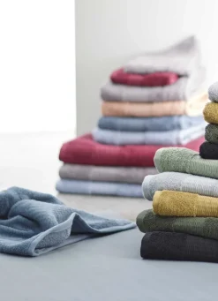 Outlet Bouchara SERVIETTE TOILETTE COTON BIO JACQUARD GAUFRÉ 450 Rouge