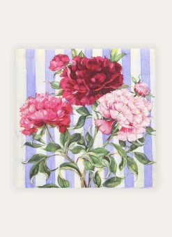 Clearance Bouchara SERVIETTES EN PAPIER MOTIF FLEURS SUR RAYURES MULTICOLORE