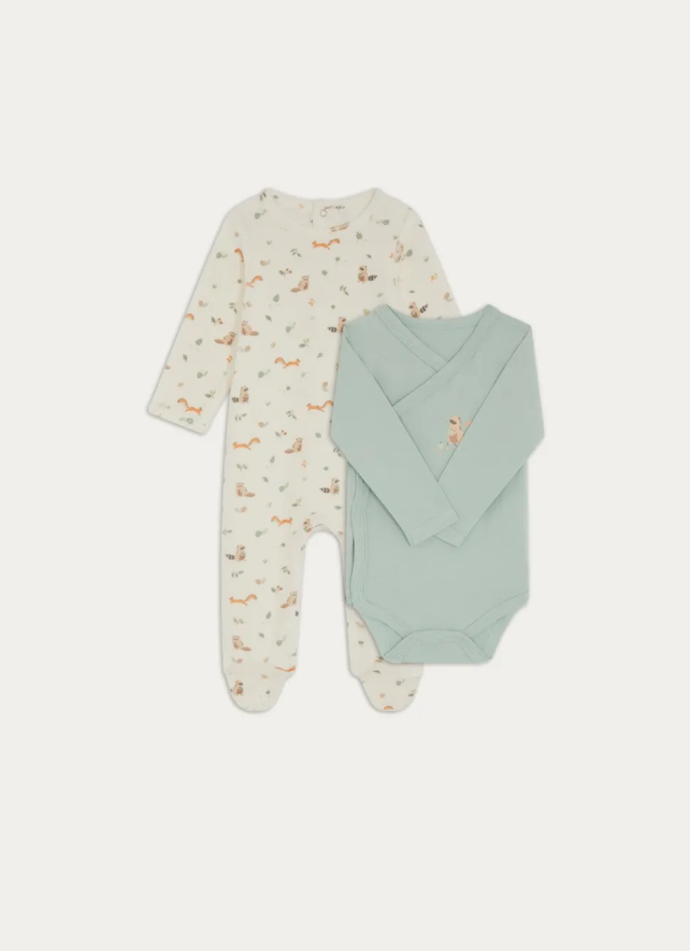 Best Bouchara SET 1 GRENOUILLÈRE ET 1 BODY IMPRIMÉ ANIMALIER ECRU