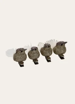 Sale Bouchara SET DE 4 PETITS OISEAUX BRILLANTS SUR CLIP PLATINE