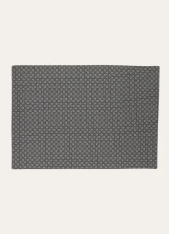 Outlet Bouchara SET DE TABLE EN COTON ENDUIT MOTIF FANTAISIE GRIS/BLANC