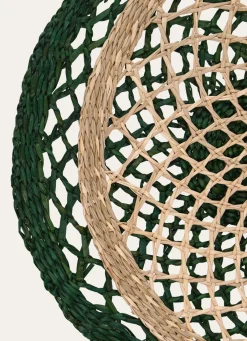 New Bouchara SET DE TABLE EN JONC DE MER TRESSAGE ARTISANAL VERT FONCE