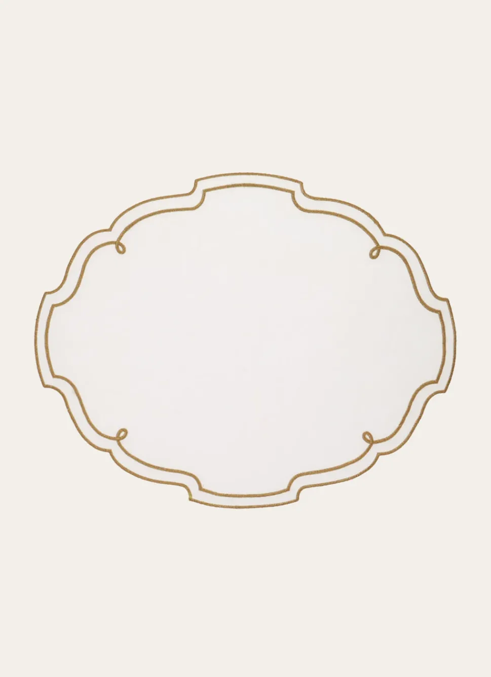 Bouchara SET DE TABLE EN LIN FINITION POINT BOURDON DORÉ ÉCRU