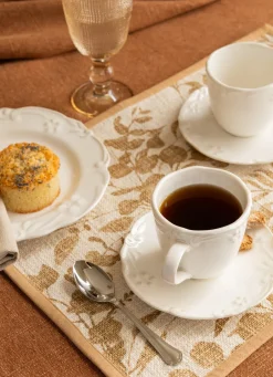 Bouchara SET DE TABLE FEUILLES AQUARELLÉES BEIGE