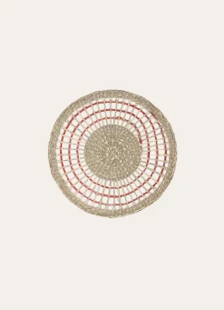 Discount Bouchara SET DE TABLE ROND EN HERBIER AVEC DÉTAIL COLORÉ NATUREL / ROSE