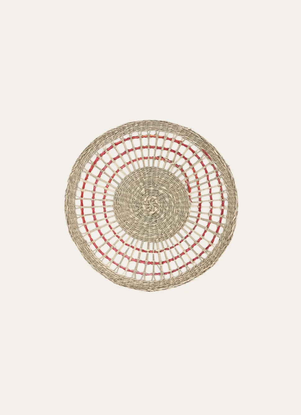 Discount Bouchara SET DE TABLE ROND EN HERBIER AVEC DÉTAIL COLORÉ NATUREL / ROSE