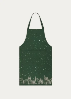 Bouchara TABLIER EN COTON IMPRIMÉ MAISONS SOUS LA NEIGE VERT