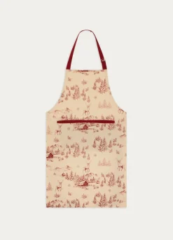 Sale Bouchara TABLIER EN COTON IMPRIMÉ PAYSAGE DE MONTAGNE ROUGE